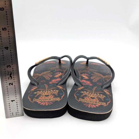 Havaianas x FARM Rio Floral Tapestry Flip Flop Sandals Unisex Black Size W10/9 - Picture 5 of 13